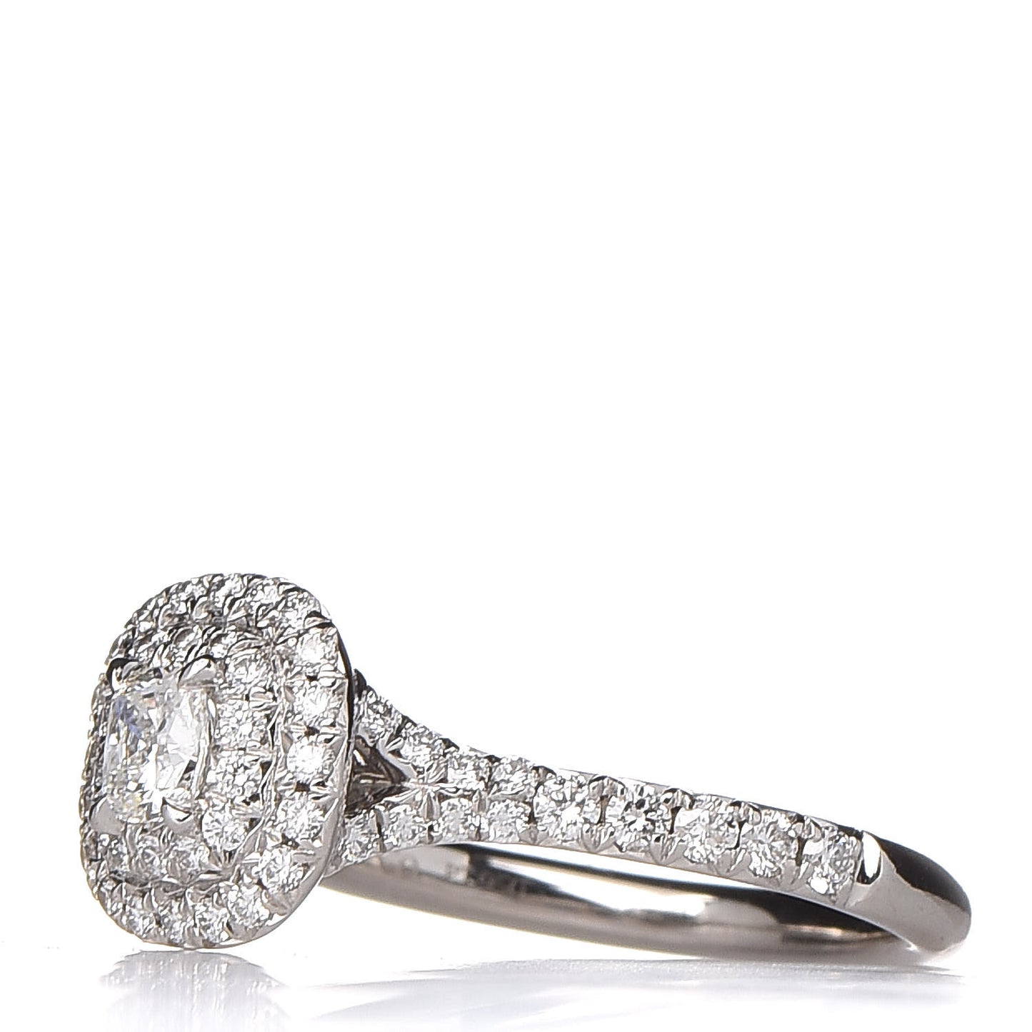 Platinum Diamond .20ct Soleste Cushion Cut Double Halo Engagement Ring 49 4.75