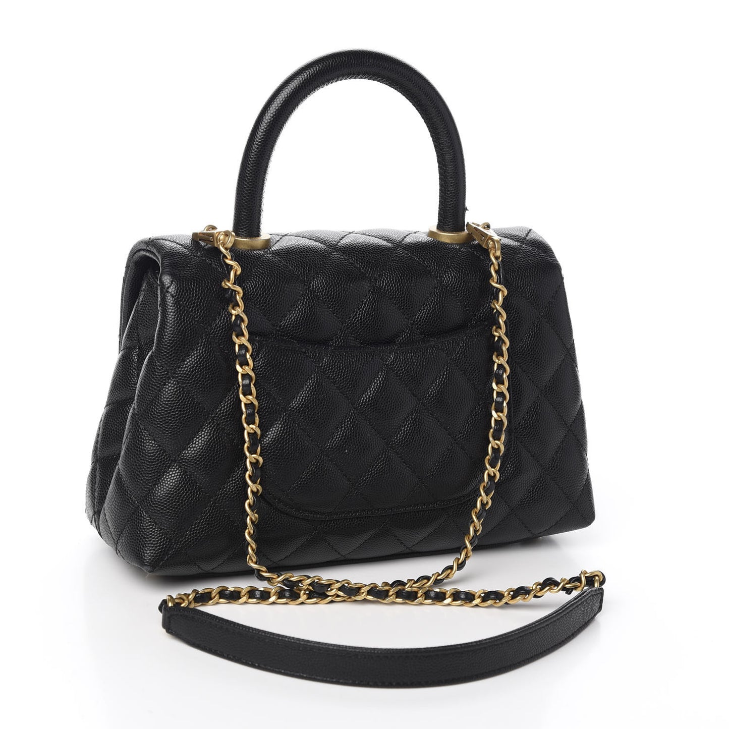 Caviar Quilted Mini Coco Handle Flap Black