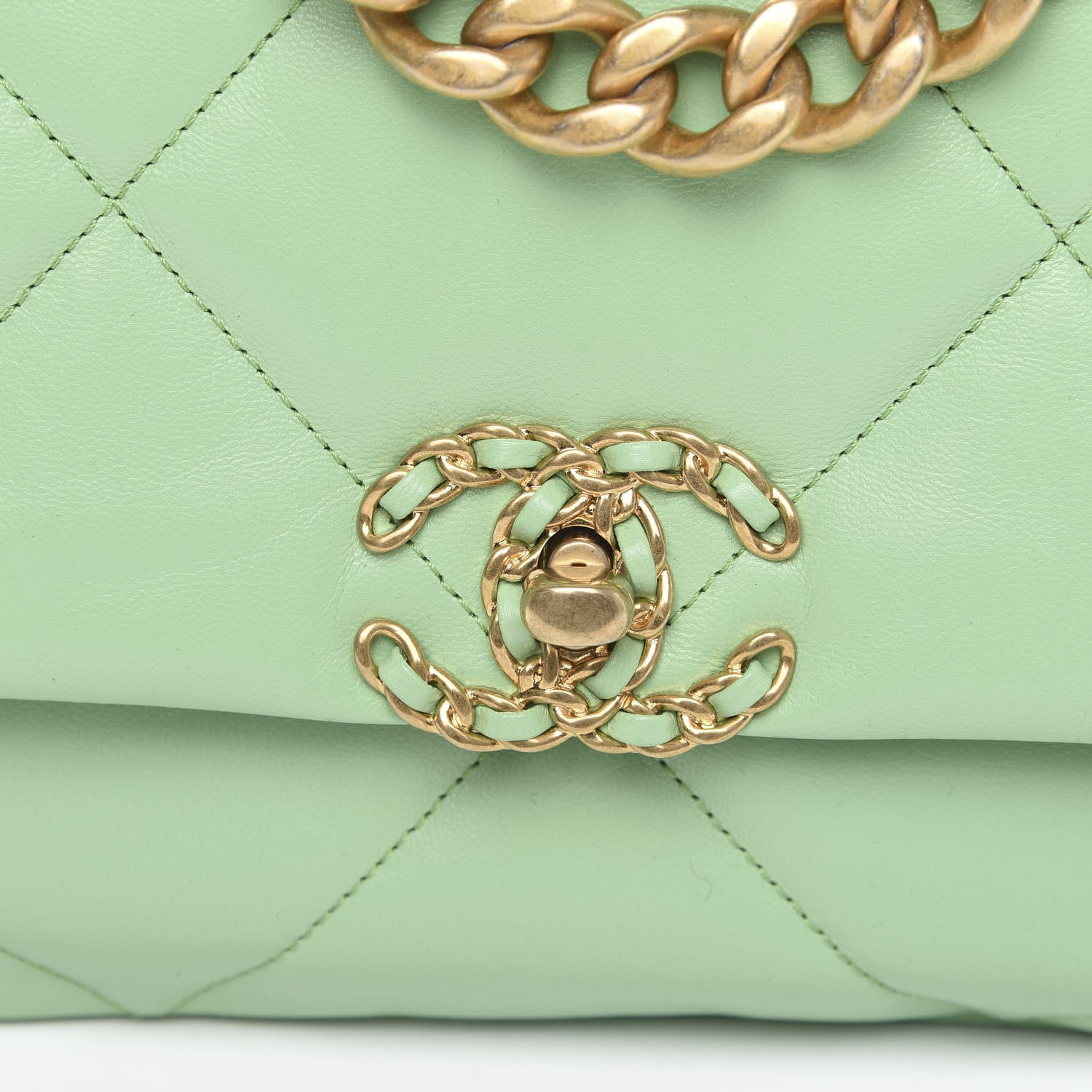 Chanel Goatskin Quilted Medium 19 Flap Light Green 9 of 10
