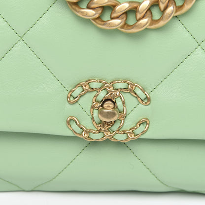Chanel Goatskin Quilted Medium 19 Flap Light Green 9 of 10