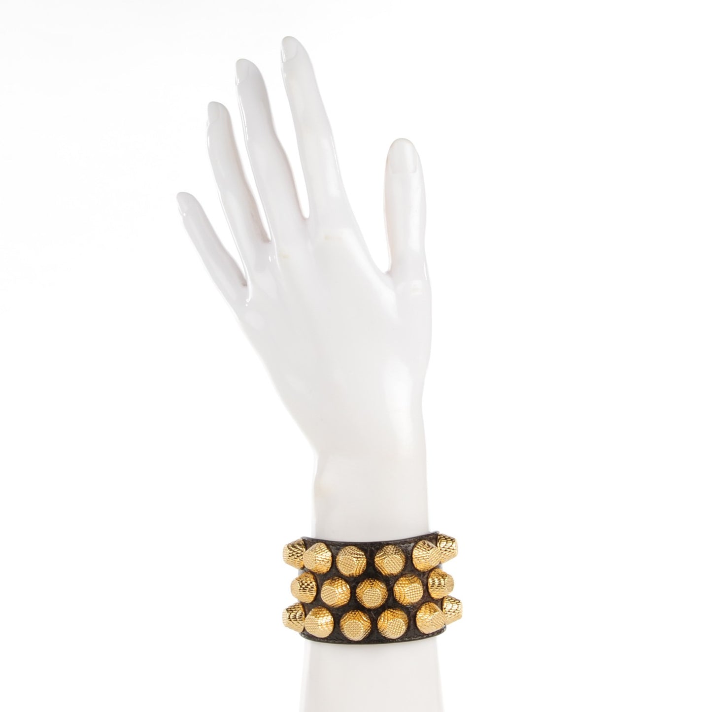 Agneau Arena Three Row Giant Gold Bracelet Cigare Fonce