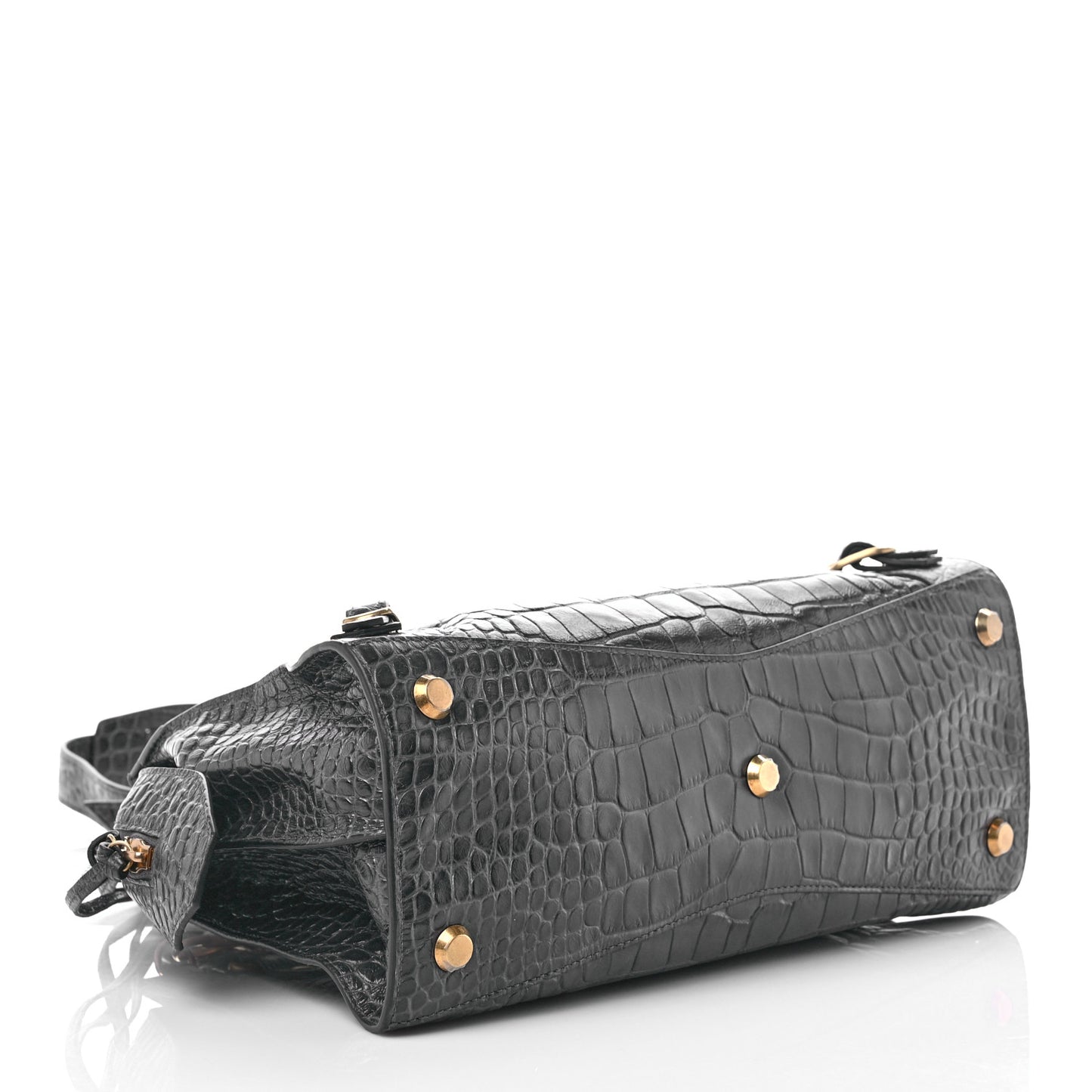 Extra Supple Calfskin Crocodile Embossed Neo Classic Gold Hardware S City Dark Grey