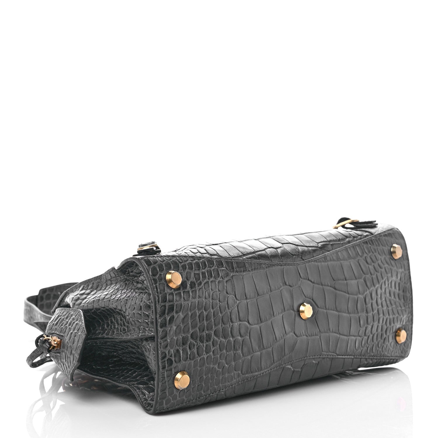 Balenciaga Extra Supple Calfskin Crocodile Embossed Neo Classic Gold Hardware S City Dark Grey 3 of 8