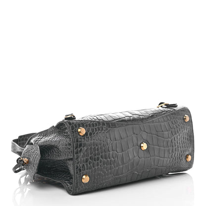 Balenciaga Extra Supple Calfskin Crocodile Embossed Neo Classic Gold Hardware S City Dark Grey 3 of 8