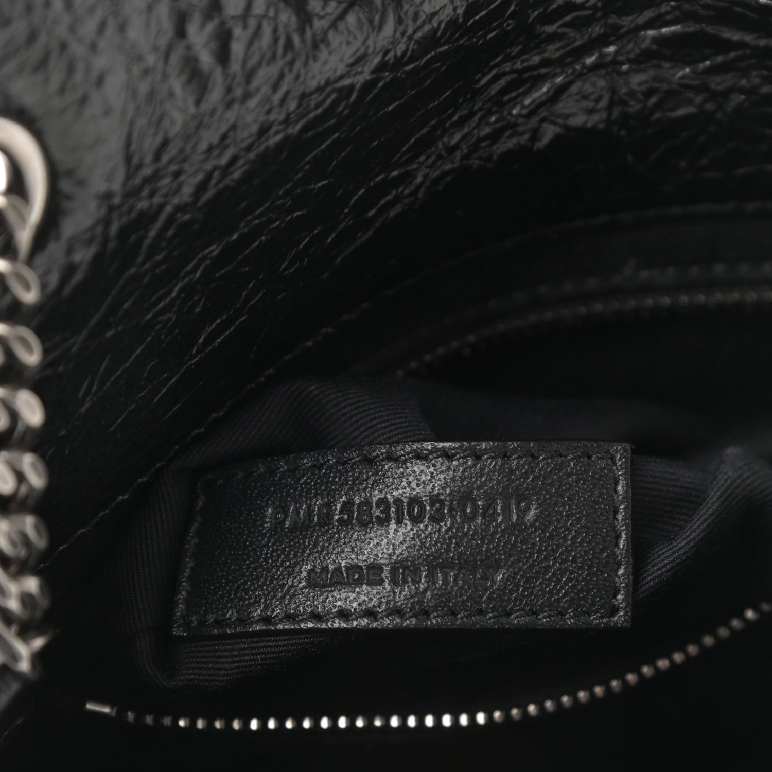 Saint Laurent Crinkled Calfskin Matelasse Monogram Niki Chain Wallet Black 9 of 11