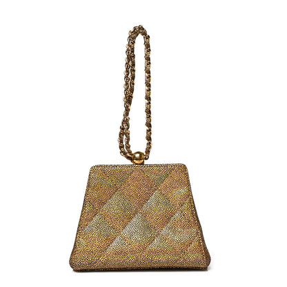 Chanel Metallic Galuchat Stingray Quilted Clutch With Chain Gold 1 of 8
