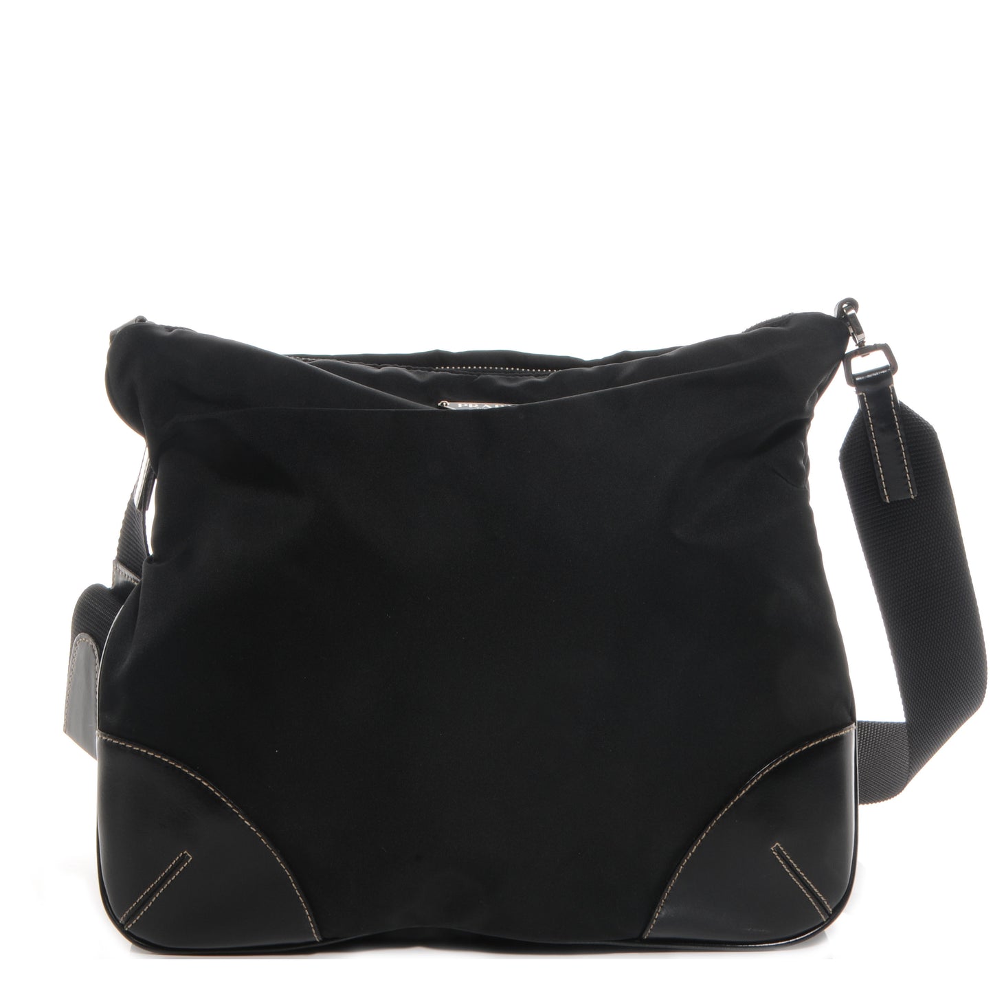 Nylon Flat Messenger Bag Black