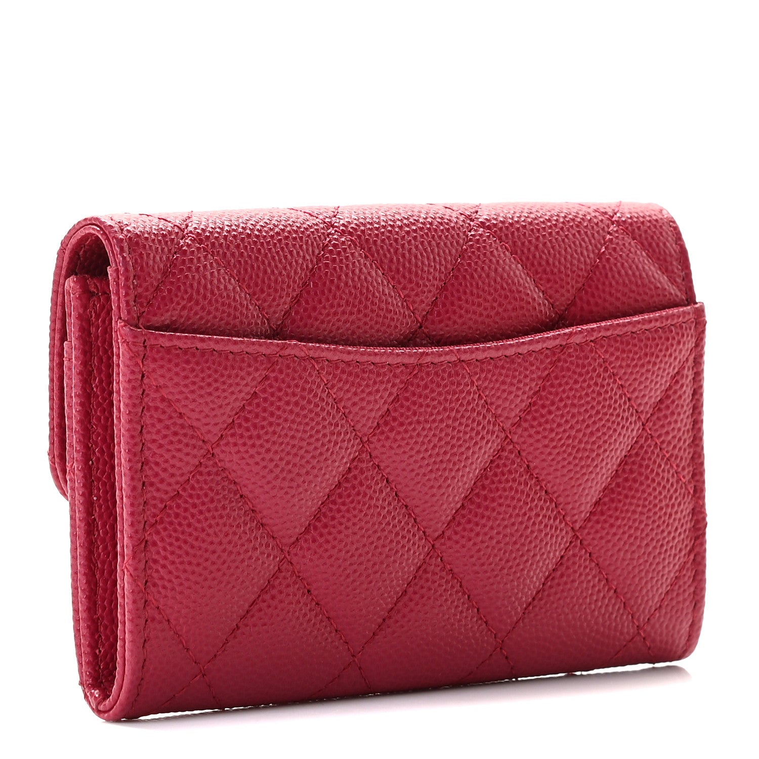 Chanel Caviar Quilted Flap Card Holder Wallet Dark Pink 3 of 8