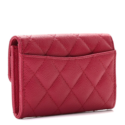 Chanel Caviar Quilted Flap Card Holder Wallet Dark Pink 3 of 8