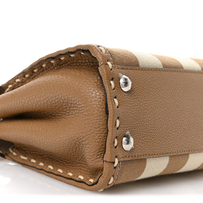 Fendi Cuoio Romano Pequin Selleria Mini Peekaboo Iconic Satchel Beige Sand 8 of 9