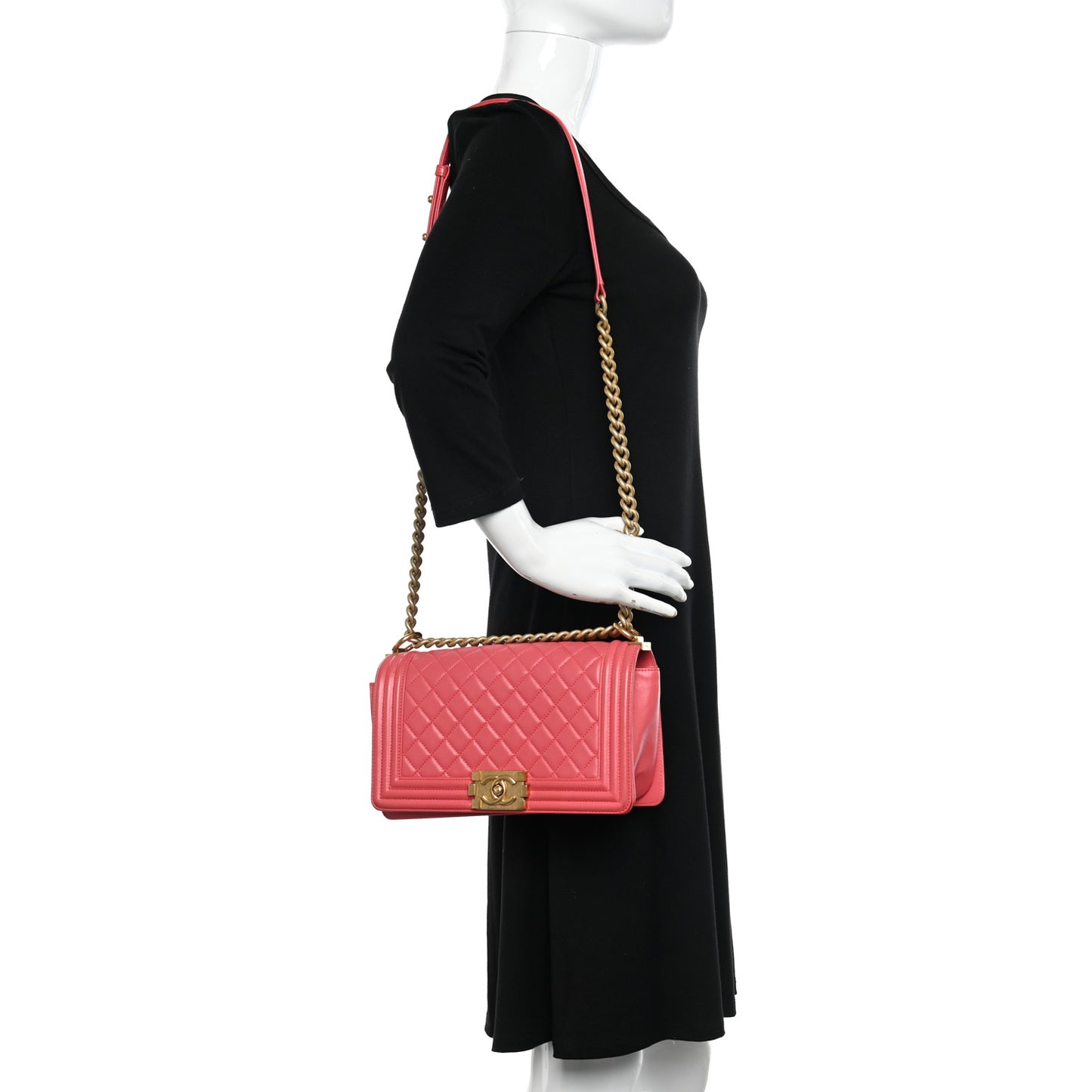 Lambskin Quilted Medium Boy Flap Coral