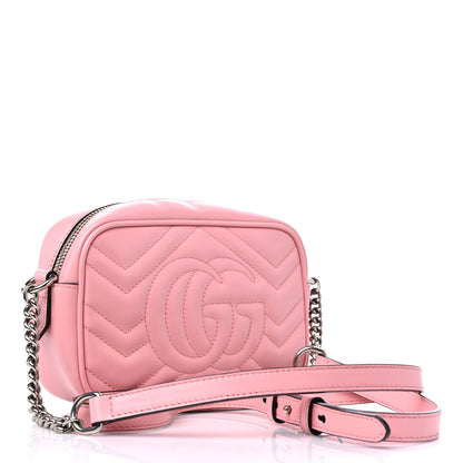 Gucci Calfskin Matelasse Mini GG Marmont Chain Shoulder Bag Wild Rose 3 of 11