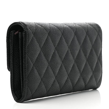 Chanel Caviar Quilted Large Gusset Flap Wallet Black 3 of 8