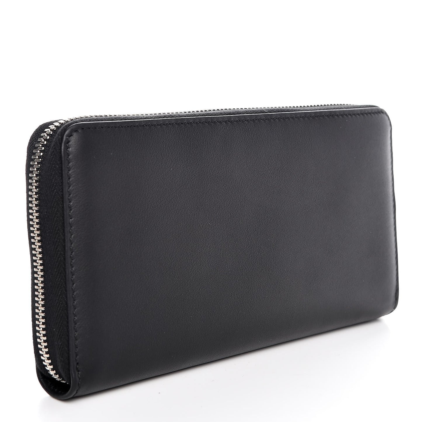 Calfskin Studded Zip Around Wallet Black