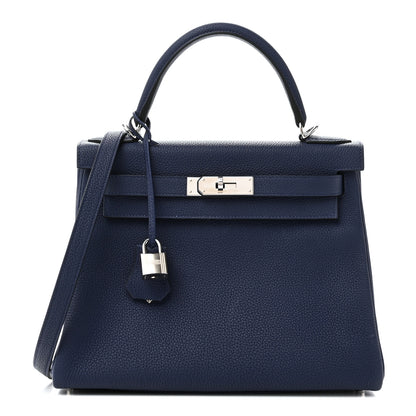 Hermes Togo Kelly Retourne 28 Bleu Saphir 1 of 11