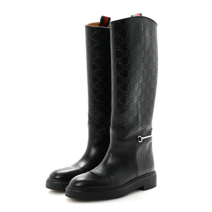 Gucci Guccissima Michelangelo Slim Horsebit Riding Boots 37 Black 8 of 14