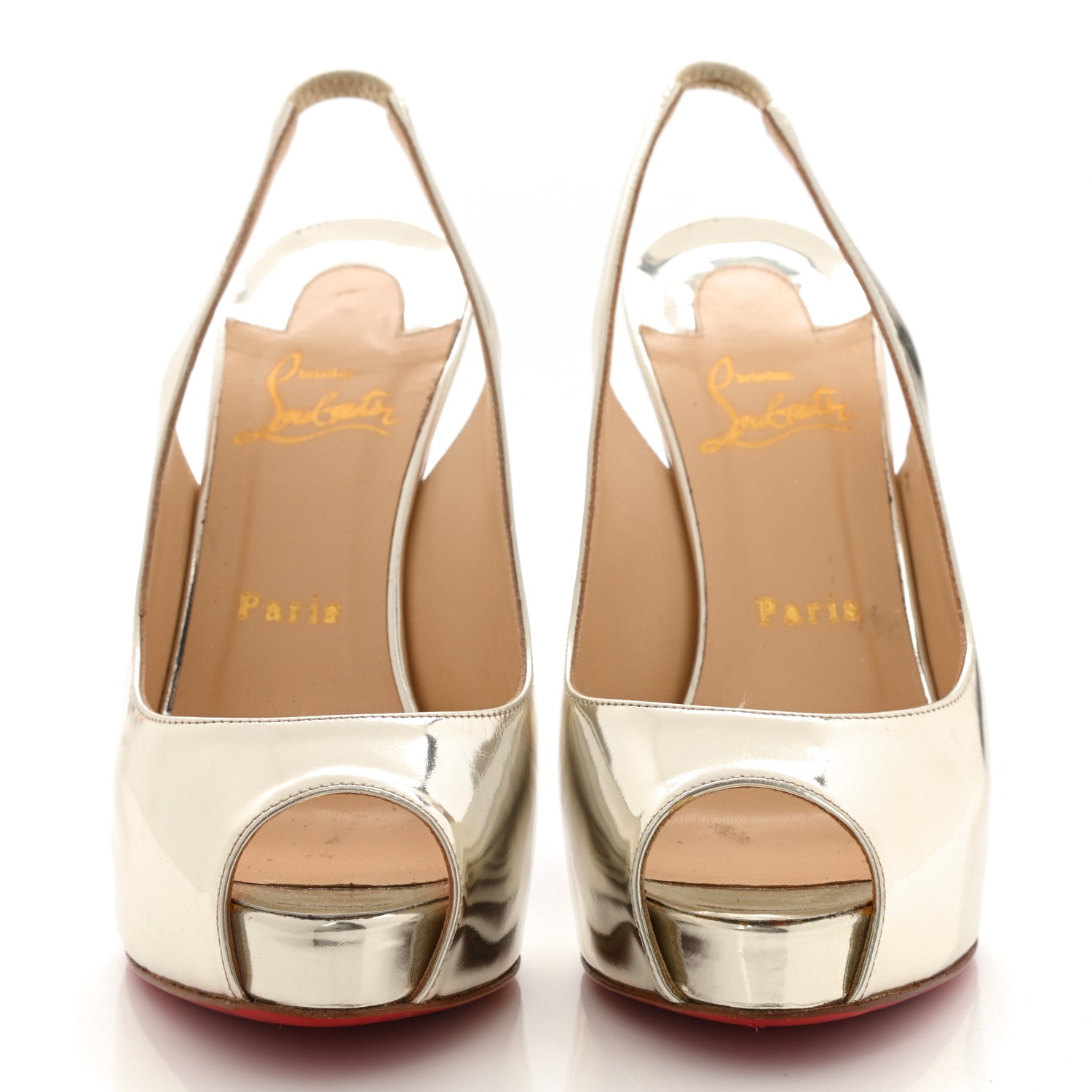 Christian Louboutin Metallic Patent No Prive 120 Pumps 38 Gold 2 of 10