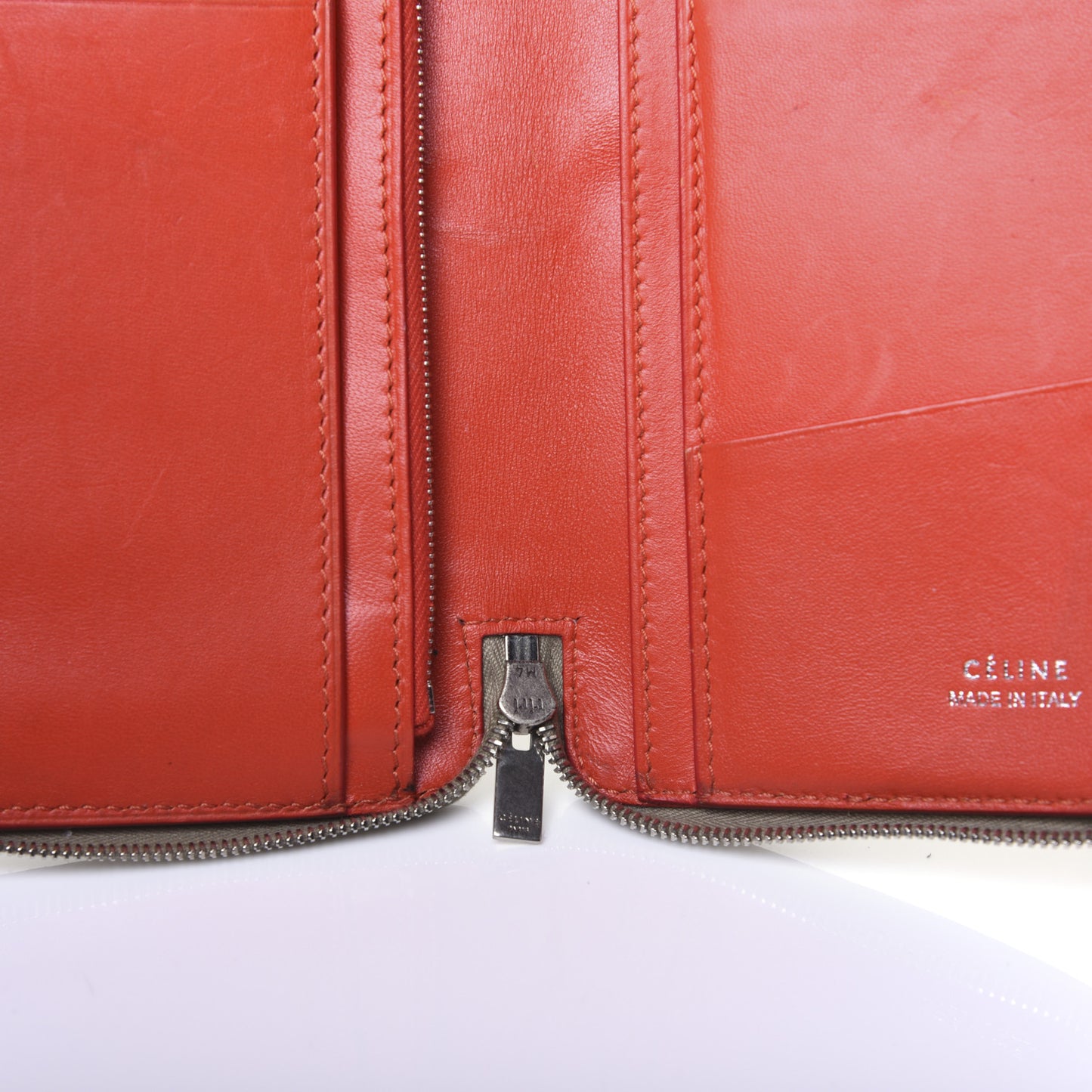 Drummed Calfskin Zip Around Organizer Wallet Dune