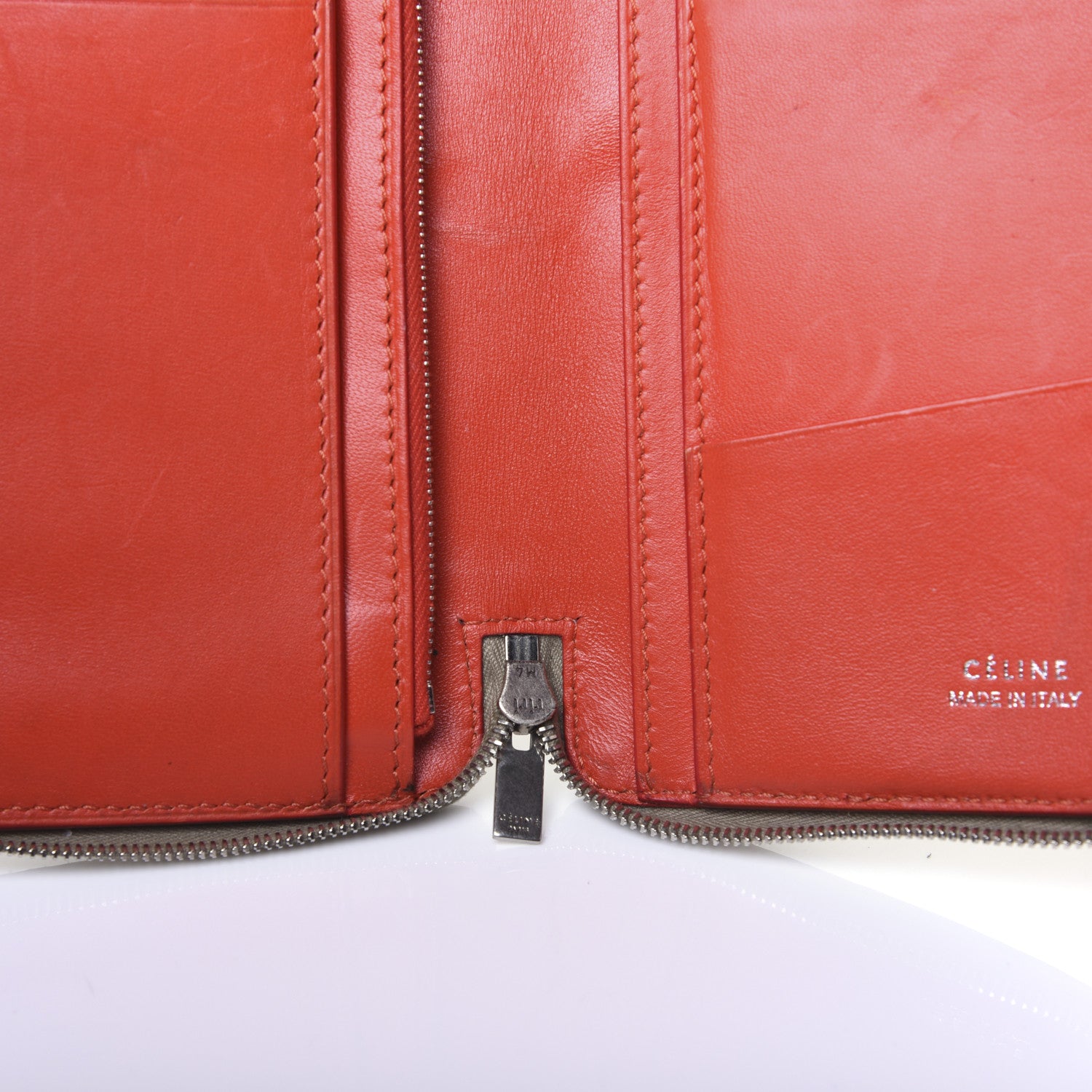Celine Drummed Calfskin Zip Around Organizer Wallet Dune 15 of 20
