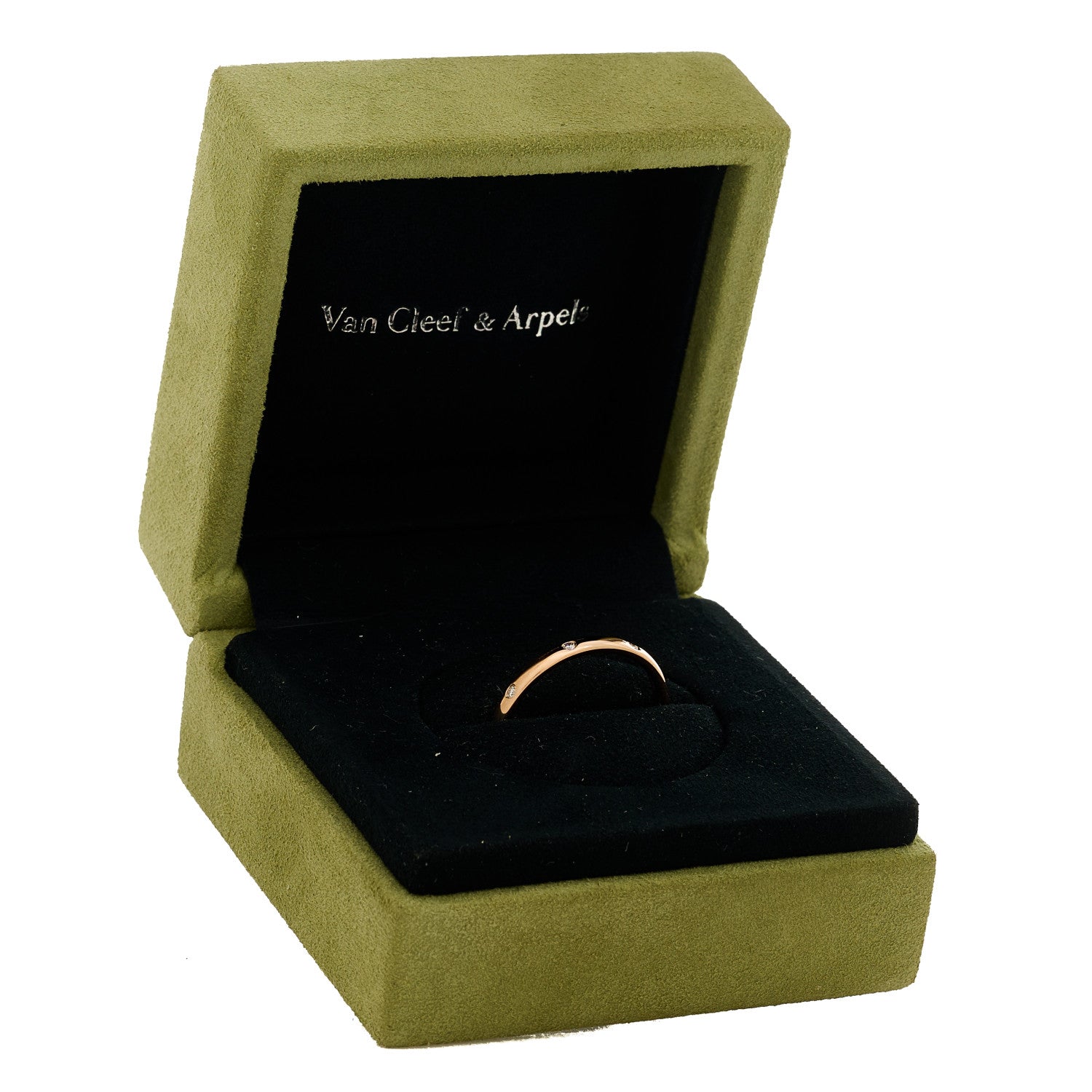 Van Cleef & Arpels 18K Rose Gold Diamond Tendrement Etoiles Wedding Band Ring 60 9 6 of 6