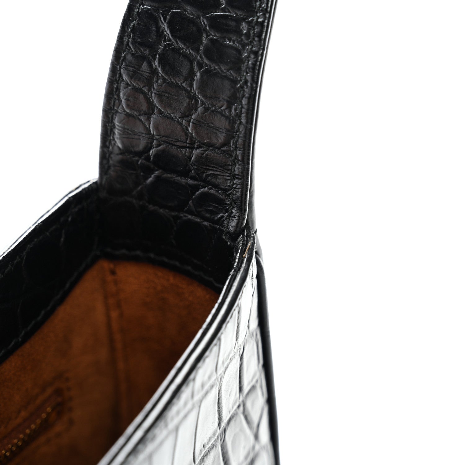 Saint Laurent Calfskin Crocodile Embossed LE 5 A 7 Hobo Black 10 of 11
