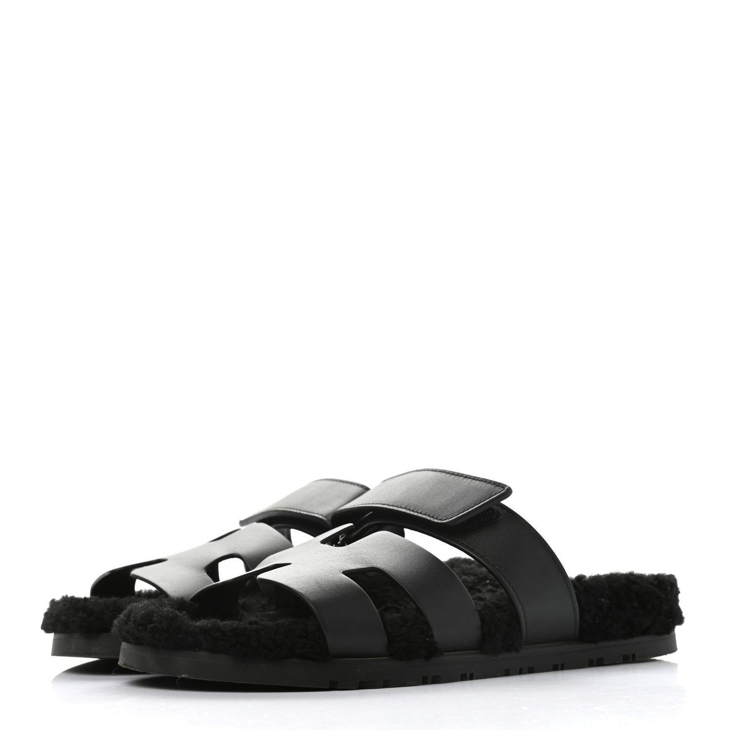 Calfskin Woolskin Womens Chypre Sandals 38 Black