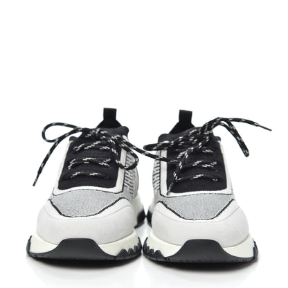 Hermes Knit Bi-Color Womens Addict Sneakers 37 Black White 2 of 7