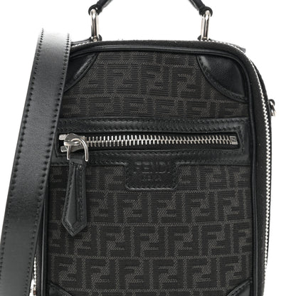 Fendi Recycled Fabric Jacquard Vitello Astro Micro FF Mini Trolley Bag Asfalto Black 9 of 11