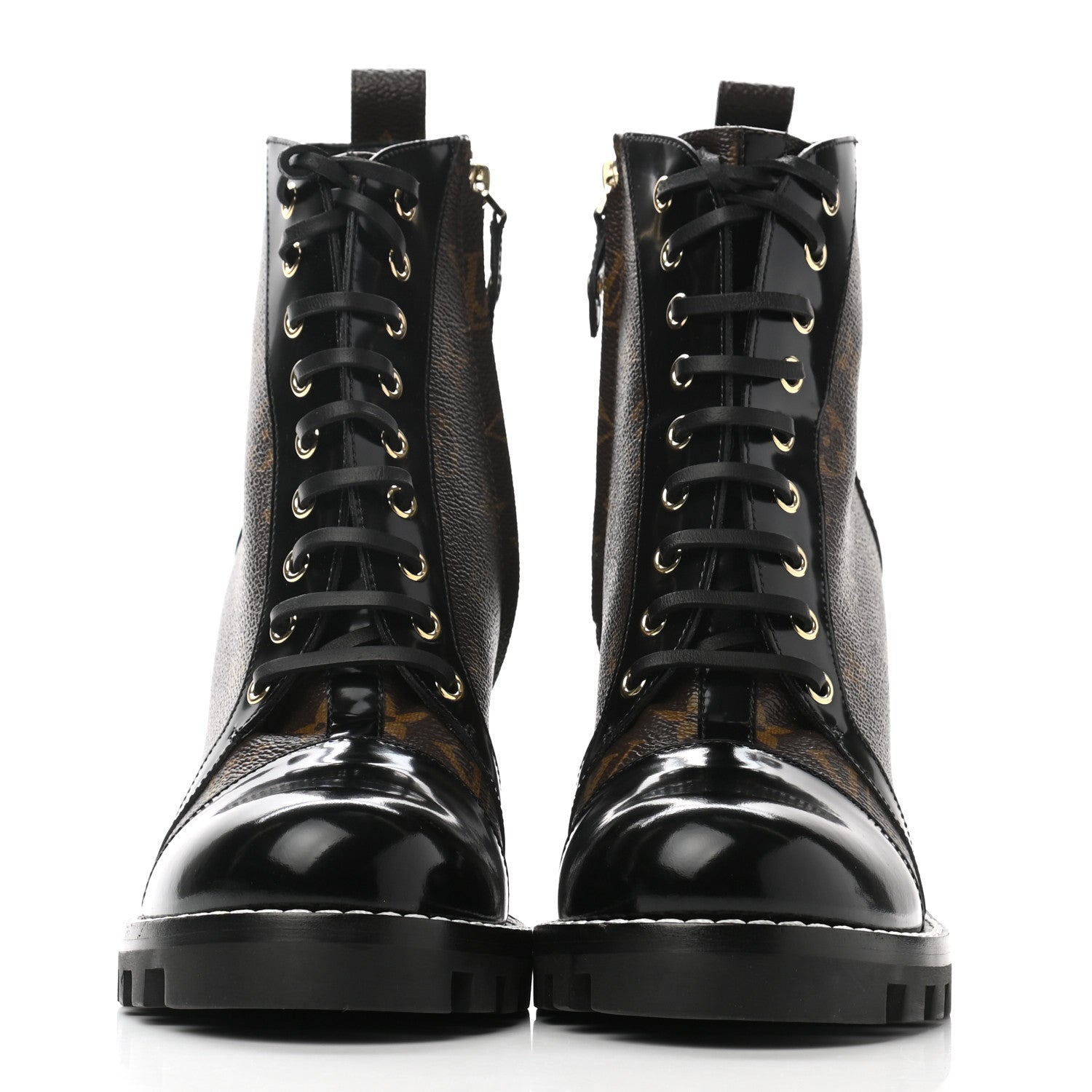 Louis Vuitton Patent Calfskin Monogram Star Trail Ankle Boots 41 Black 2 of 9