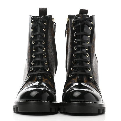 Louis Vuitton Patent Calfskin Monogram Star Trail Ankle Boots 41 Black 2 of 9