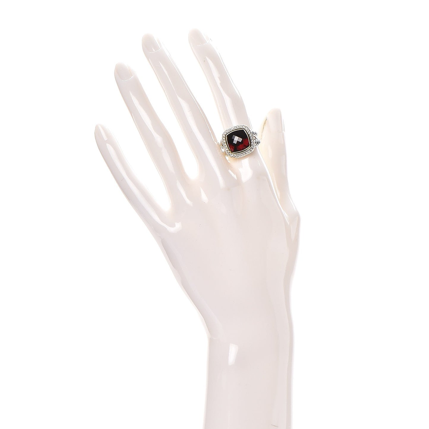 Sterling Silver 18K Yellow Gold Diamond Garnet 11mm Albion Ring 53 6.25
