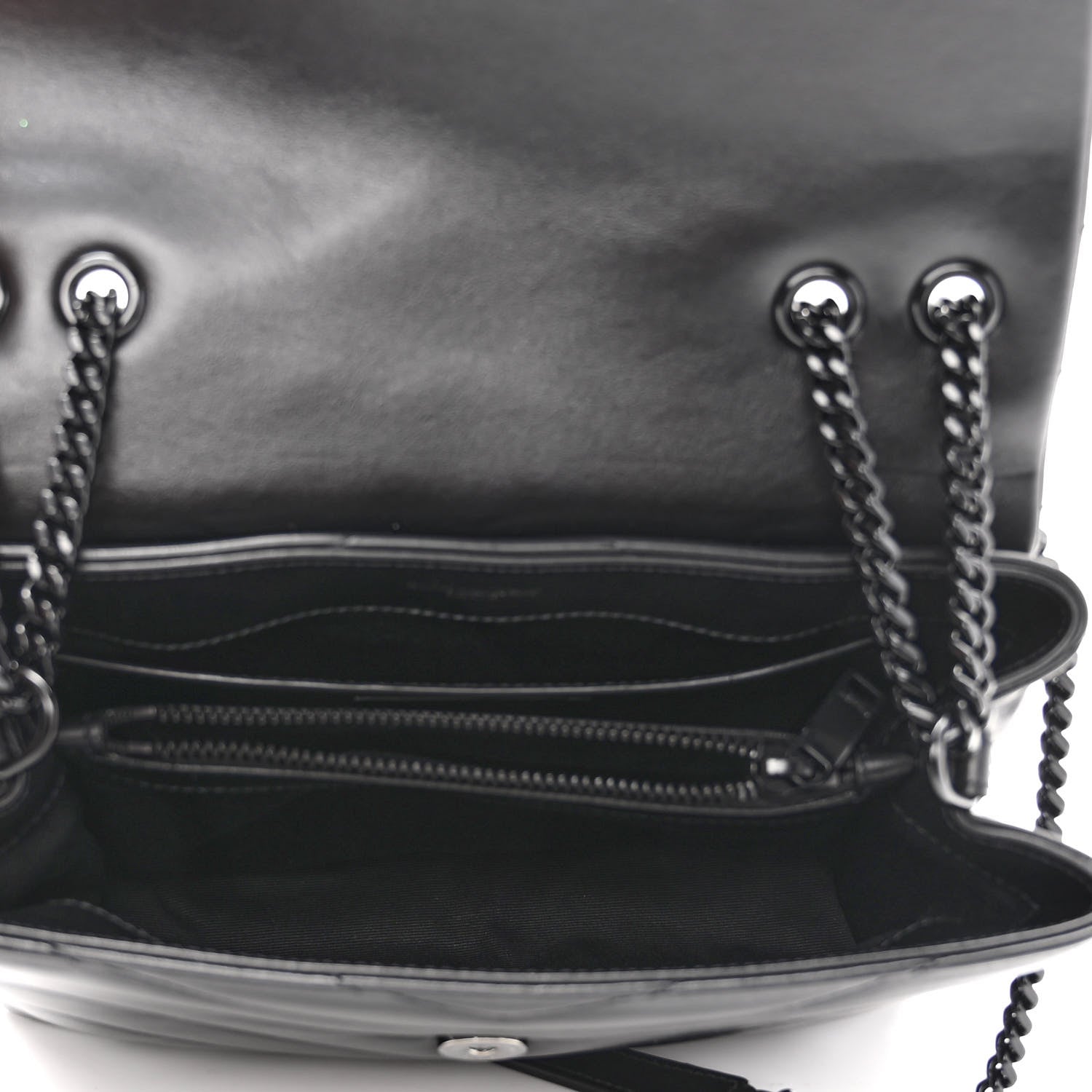 Saint Laurent Calfskin Y Quilted Monogram Monochrome Small Loulou Chain Satchel Black 5 of 10