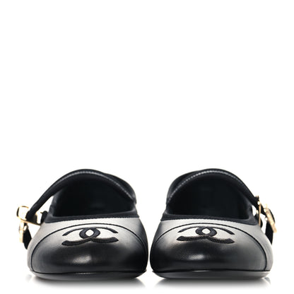 Chanel Lambskin Mary Jane Flats 37.5 Black 3 of 10
