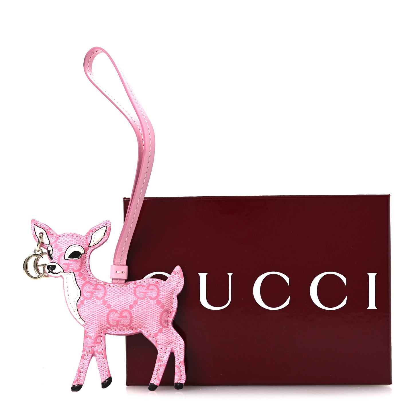 GG Supreme Monogram Deer Shaped Bag Charm Pink