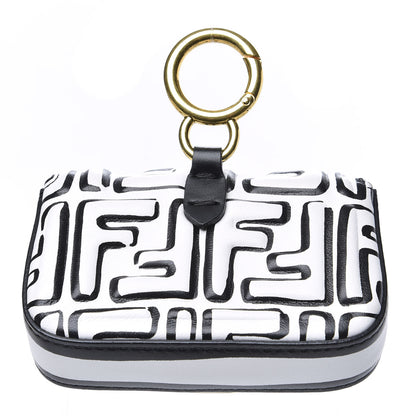 Fendi X JOSHUA VIDES Nappa Vitello King FF Embossed Nano Baguette Charm White Black 3 of 9