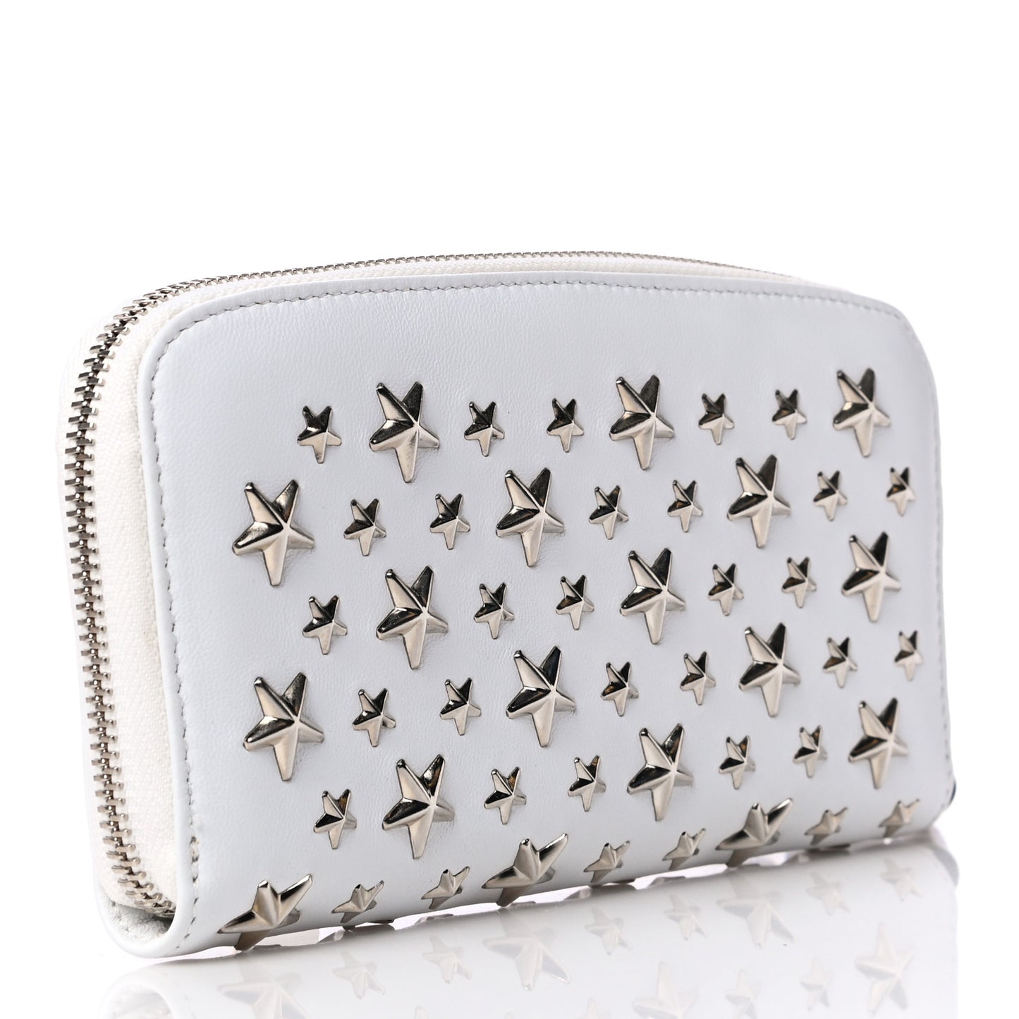 Calfskin Filipa Star Zip Around Wallet White