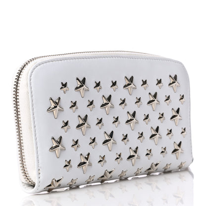 Jimmy Choo Calfskin Filipa Star Zip Around Wallet White 3 of 19