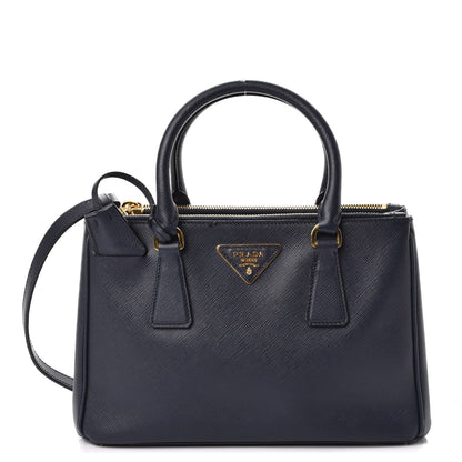 Prada Saffiano Mini Galleria Double Zip Tote Baltico 1 of 10