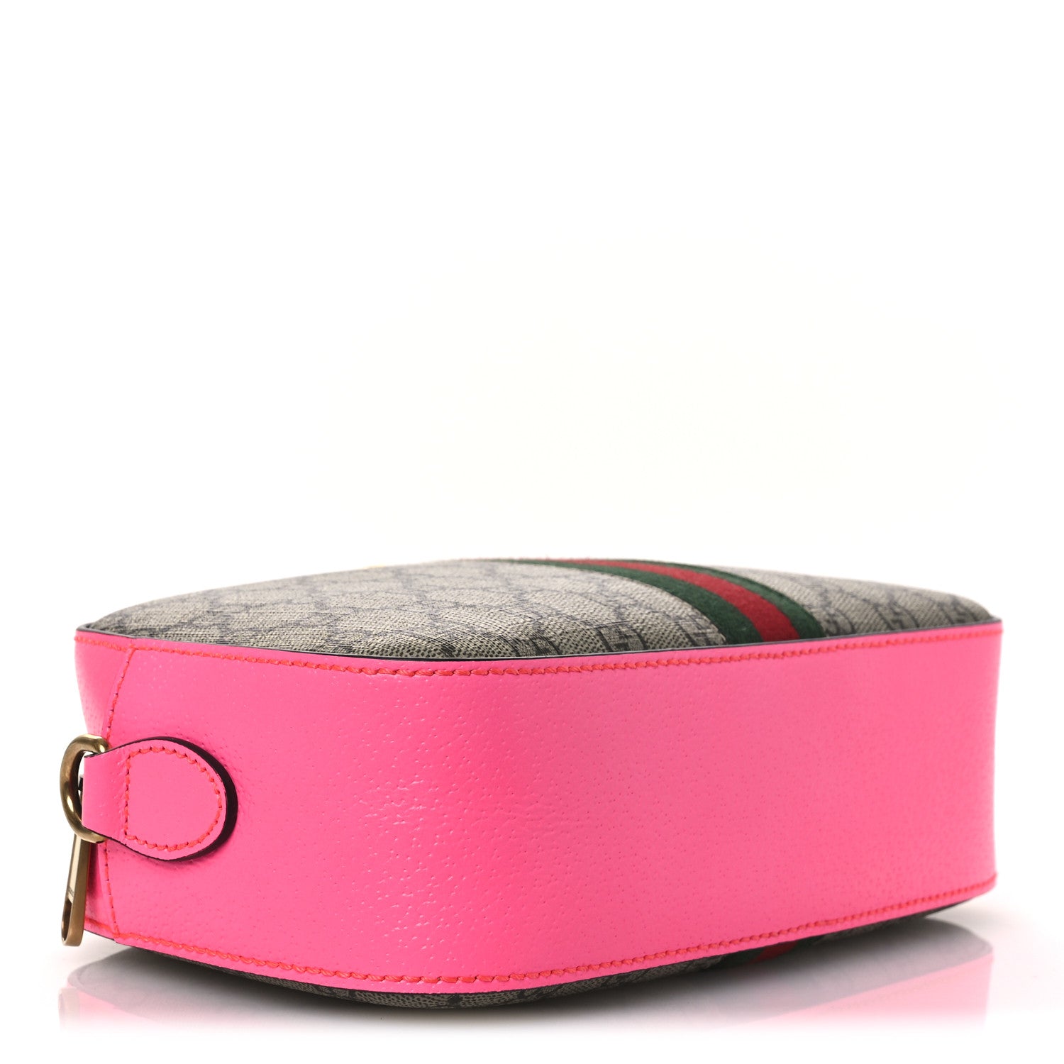 Gucci GG Supreme Monogram Textured Dollar Calfskin Web Ophidia Small Crossbody Bag Beige Ebony Fuchsia 4 of 10