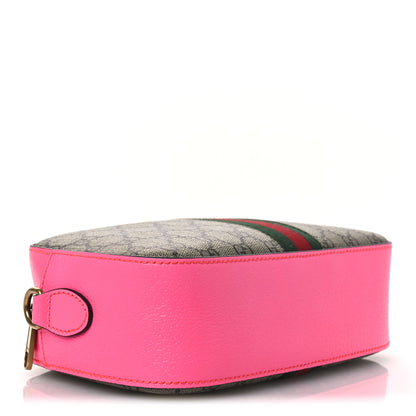 Gucci GG Supreme Monogram Textured Dollar Calfskin Web Ophidia Small Crossbody Bag Beige Ebony Fuchsia 4 of 10