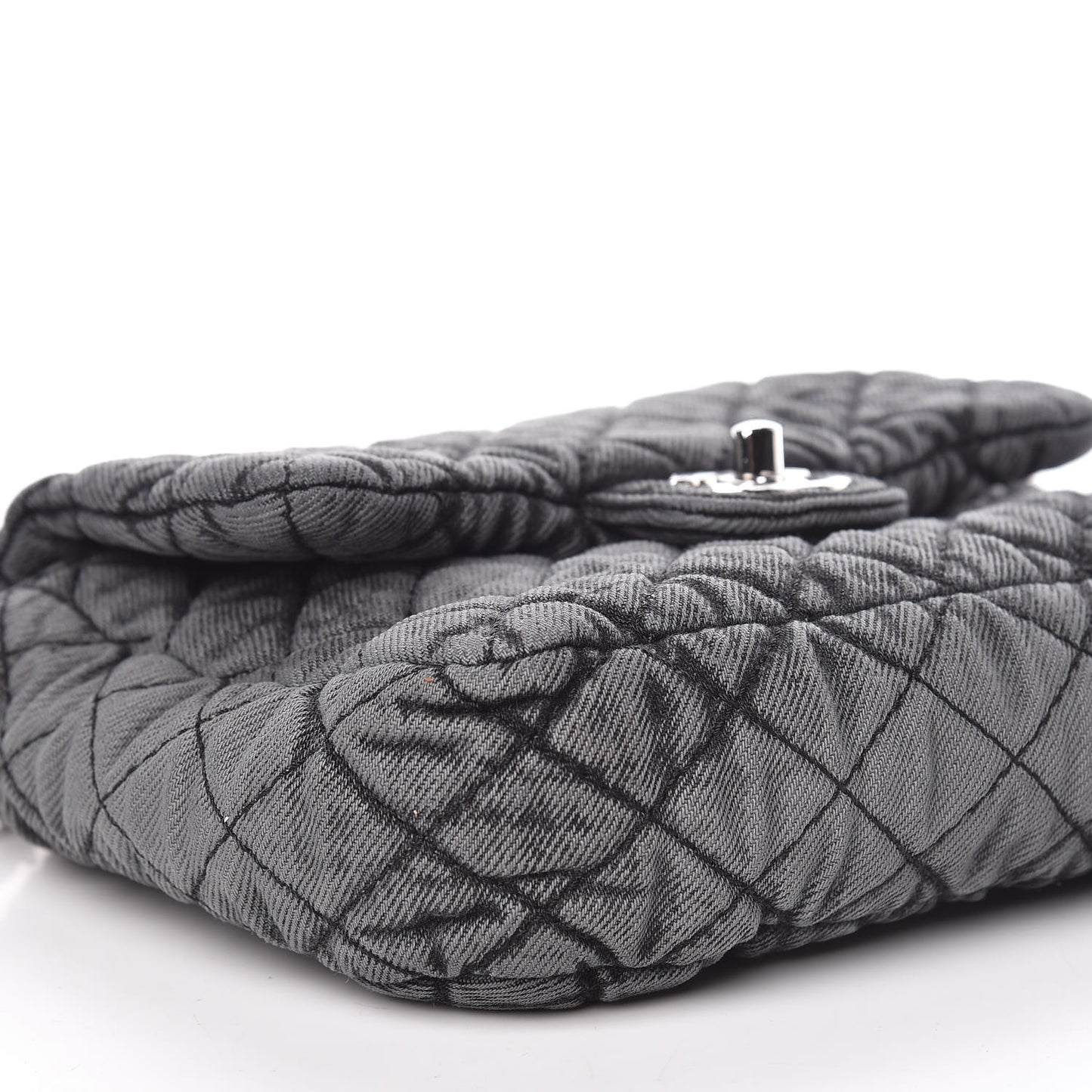 Washed Denim Quilted Small Denimpression Flap Grey Black