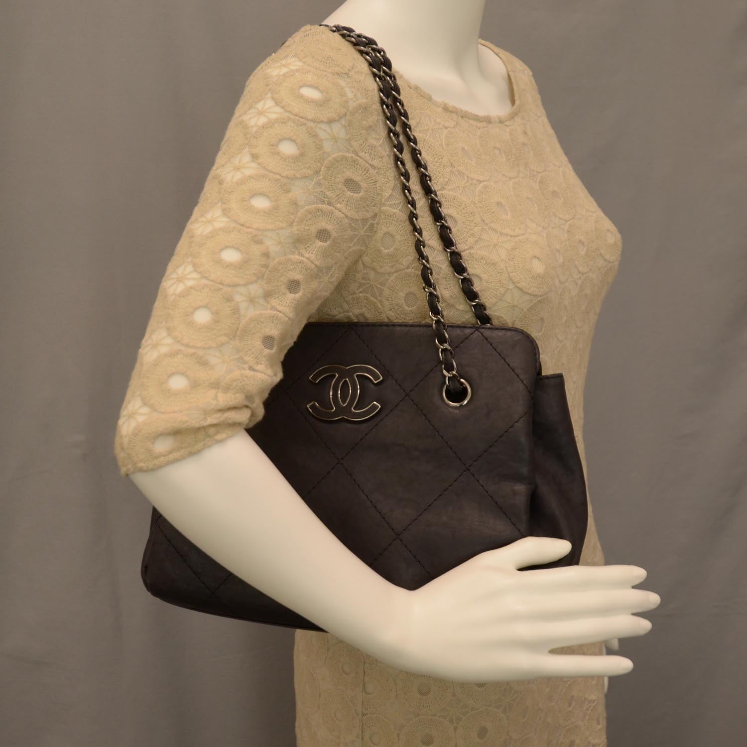 Chanel Leather Large Shopper Tote Black 2 of 9