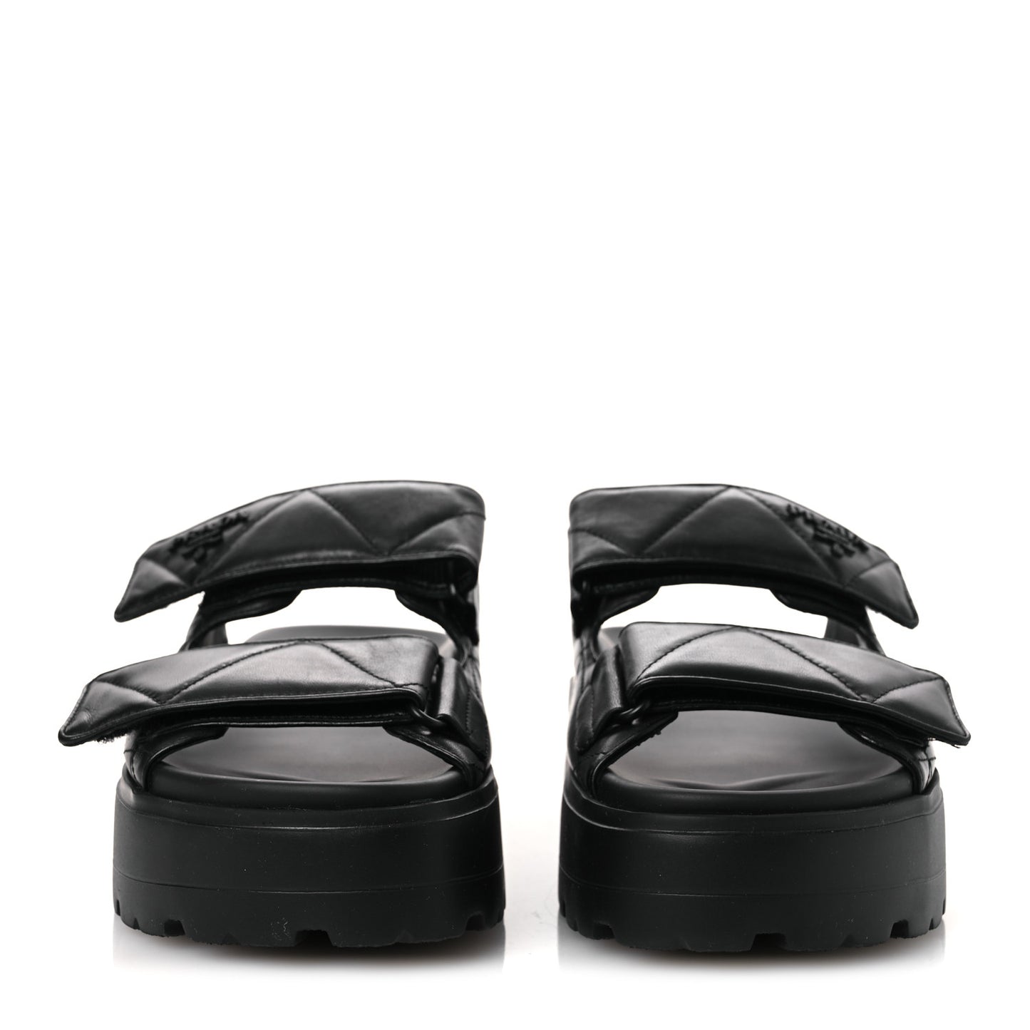 Nappa Quilted Padded Logo Platform Slide Sandals 39.5 Black
