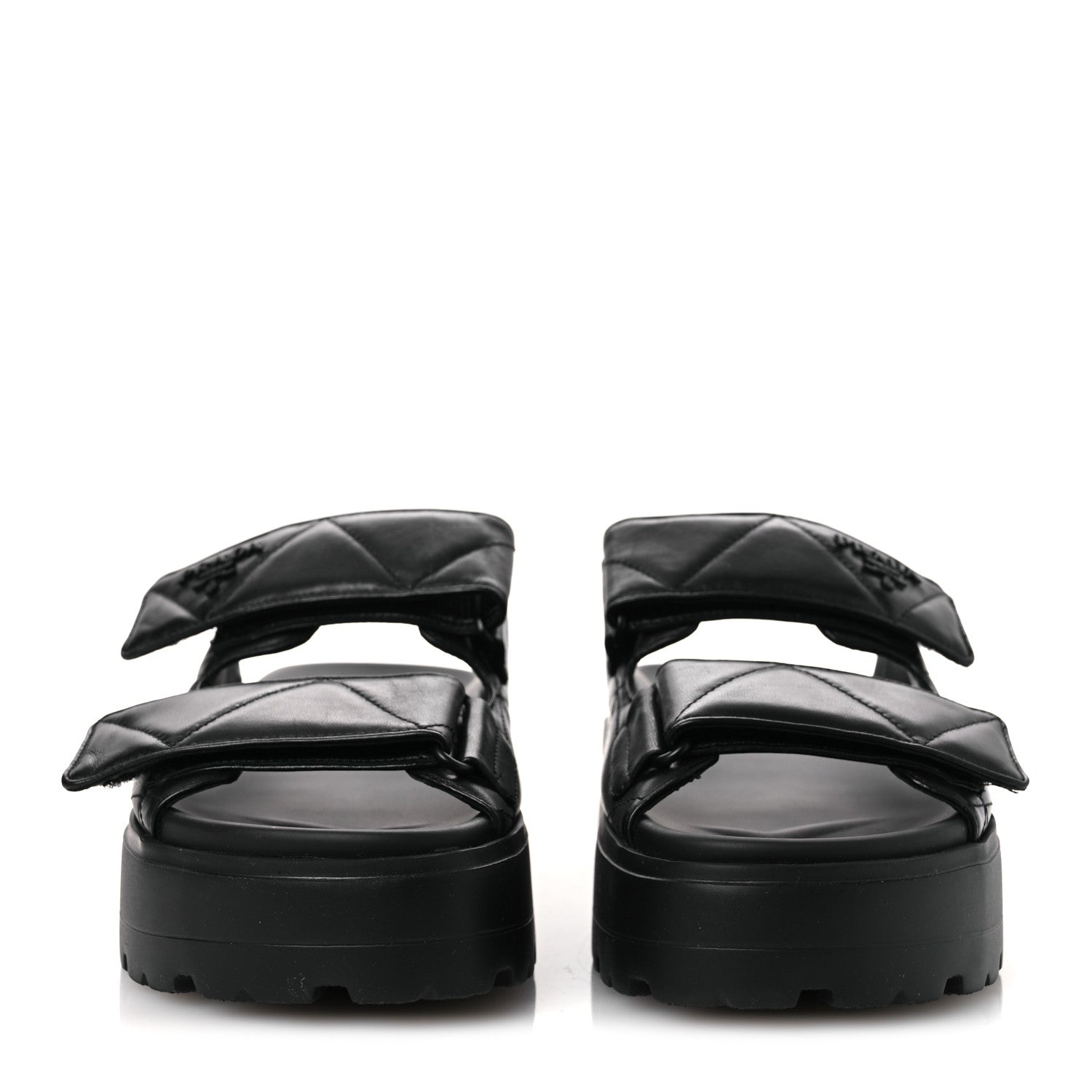 Prada Nappa Quilted Padded Logo Platform Slide Sandals 39.5 Black 2 of 13