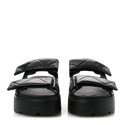 Prada Nappa Quilted Padded Logo Platform Slide Sandals 39.5 Black 2 of 13