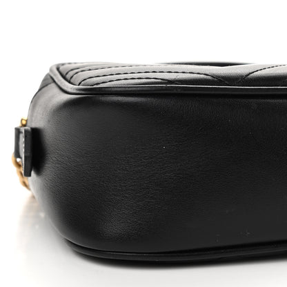 Gucci Calfskin Matelasse Small GG Marmont Chain Shoulder Bag Black 9 of 13