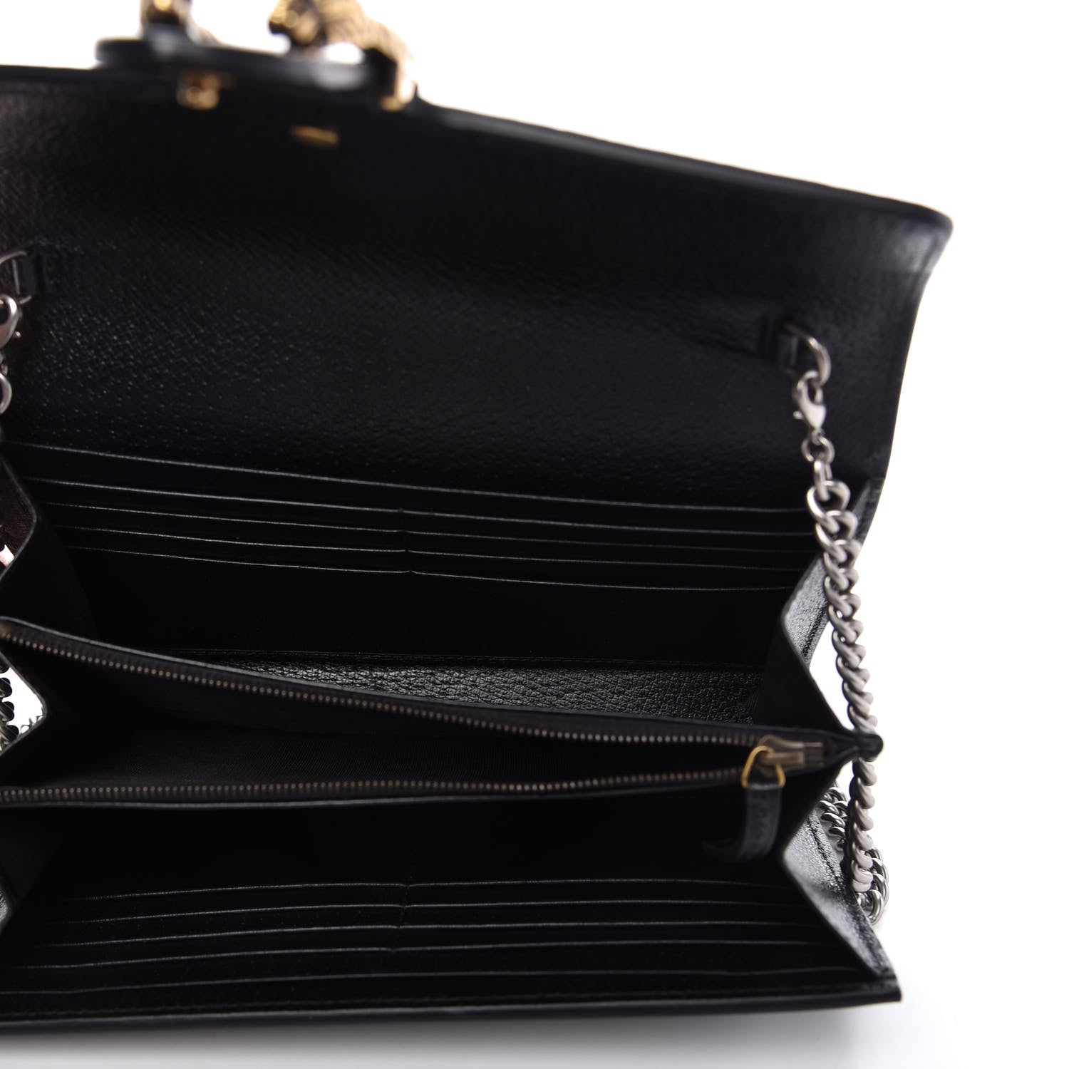 Gucci Calfskin Web Mini Dionysus Chain Wallet Black 5 of 10