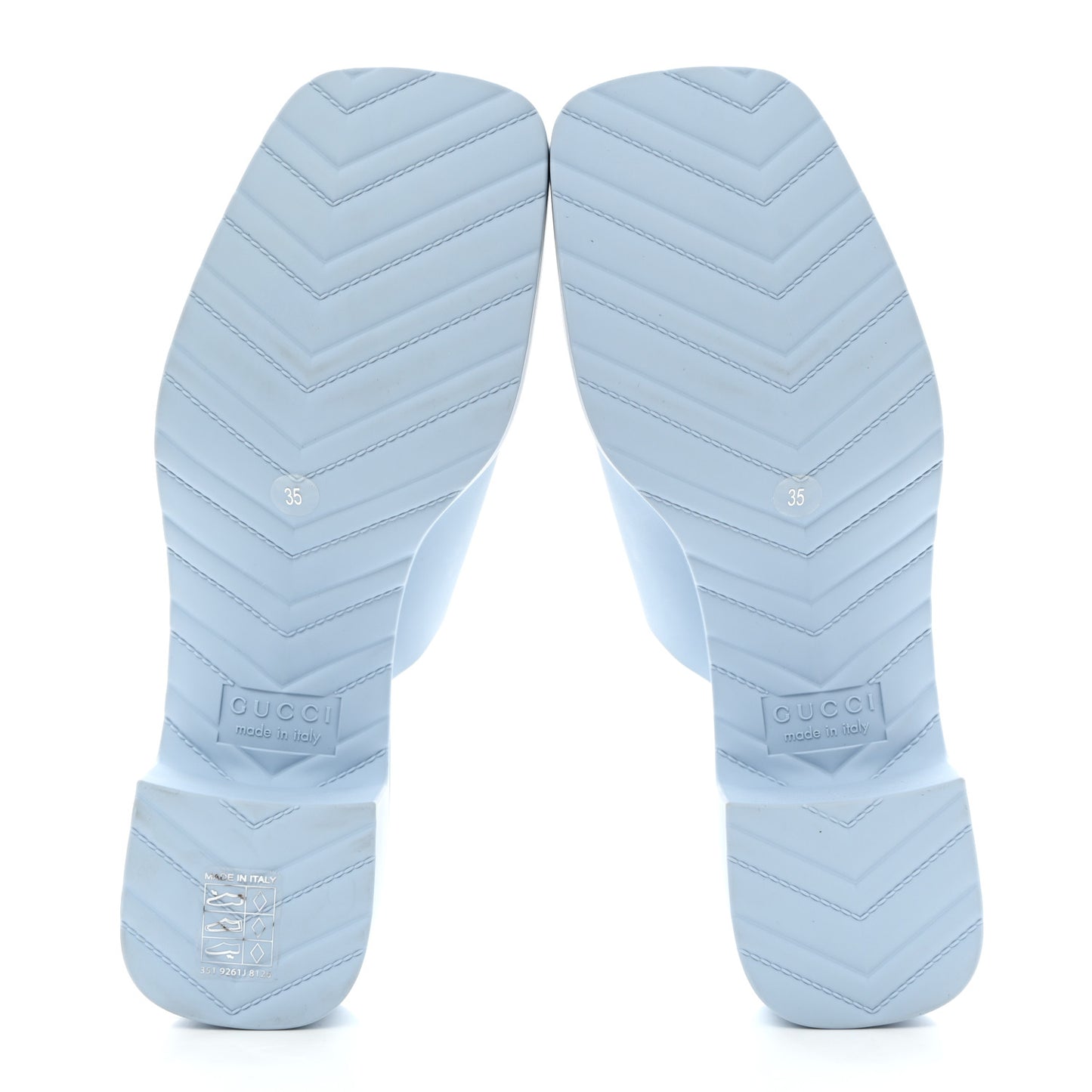Rubber Gucci Logo Womens Platform Slide Sandal Mules 35 Porcelain Light Blue