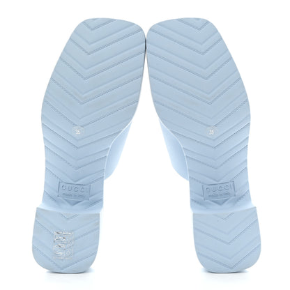 Gucci Rubber Gucci Logo Womens Platform Slide Sandal Mules 35 Porcelain Light Blue 5 of 10