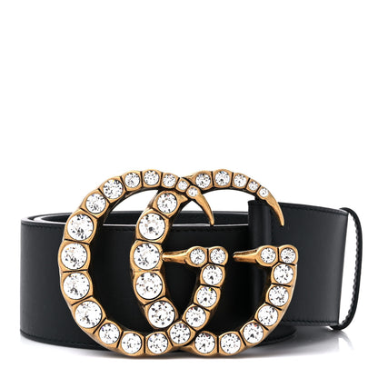 Gucci Calfskin Crystal Double G 55mm Belt 75 30 Black 1 of 5